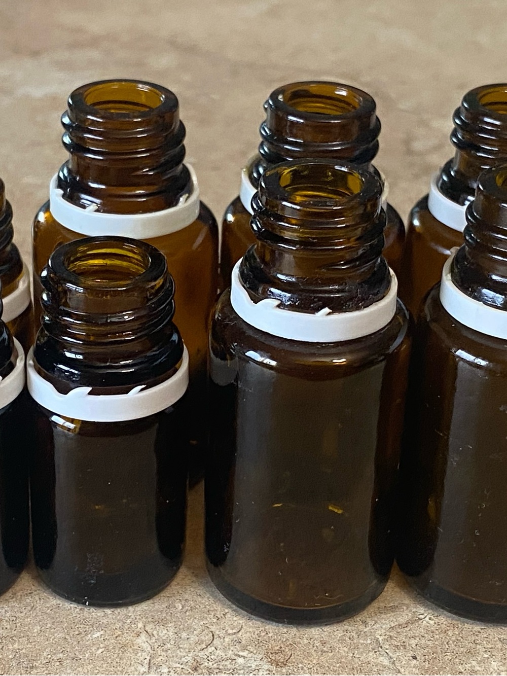 Amber Glass Essential Oil Bottles with Inserts and Lids